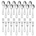 24-Piece Forks and Spoons Silverware Set, Stainless Steel Dinner Spoons and Forks Flatware Set, Heavy Duty & Mirror Polished