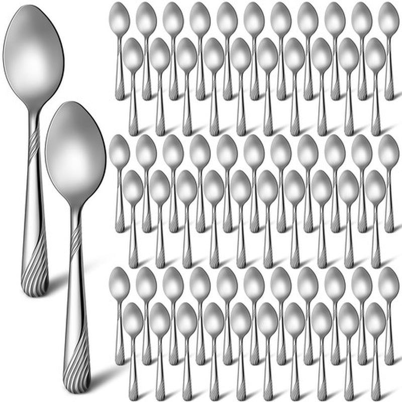 200 Pcs Dinner Spoons Set 6.7 Inches Stainless Steel Spoons Bulk Spoons Silve