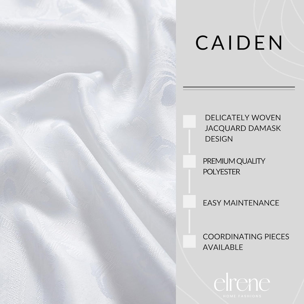 Home Fashions Caiden Elegance Damask Waterproof, Stain & Wrinkle Resistant Fabric Napkins (Set of 4), 17" X 17", White