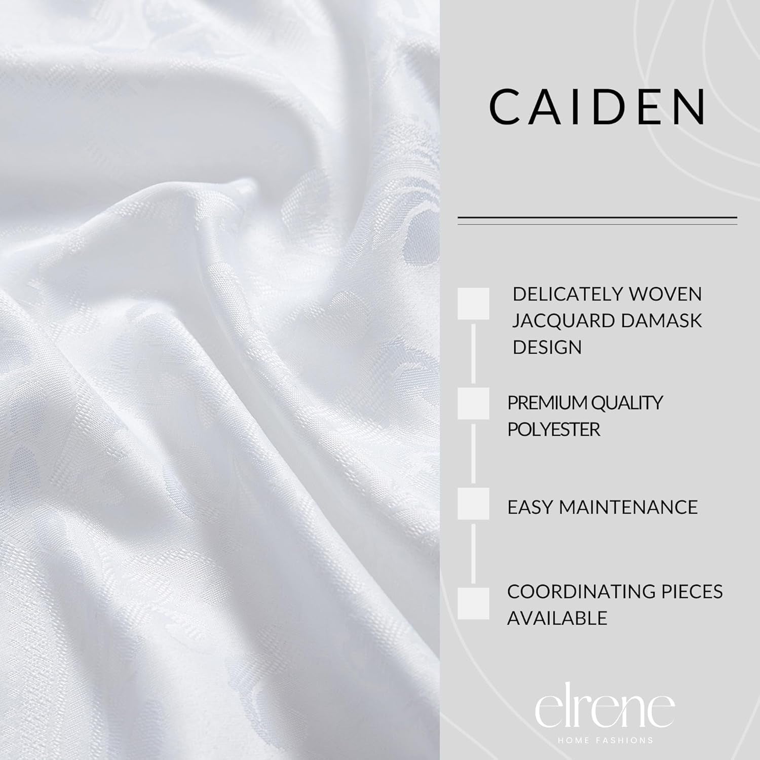 Home Fashions Caiden Elegance Damask Waterproof, Stain & Wrinkle Resistant Fabric Napkins (Set of 4), 17" X 17", White