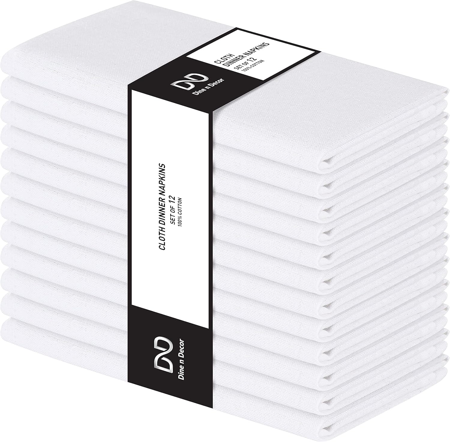 Set of 12 Cloth Dinner Napkins 100% Cotton - Soft Durable Washable - Ideal for Farmhouse Party Weddings Christmas Easter - Perfect Everyday Use Table Linen Cloth Napkins White 17X17