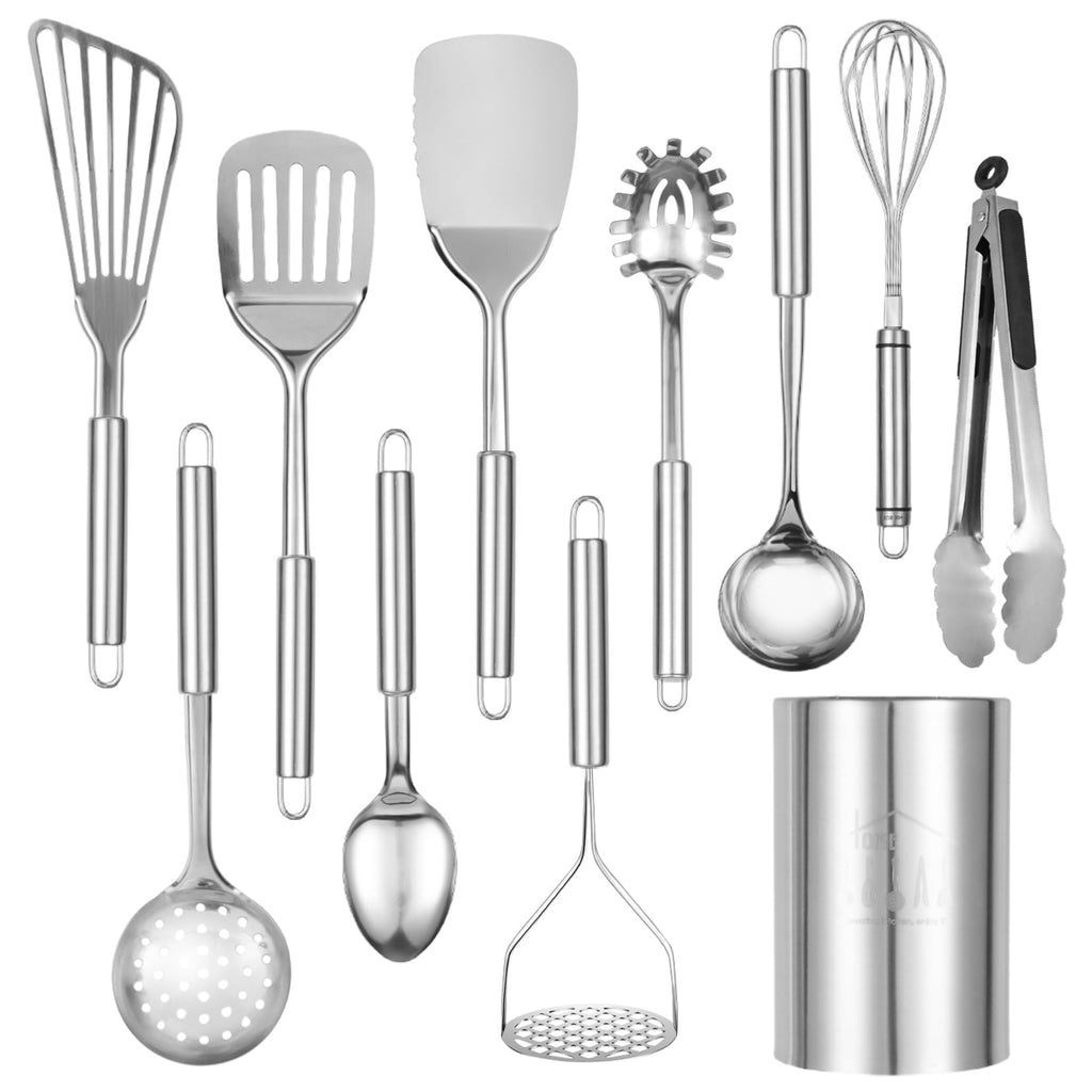 Stainless Steel Cooking Utensils Set 11Pcs Kitchen Utensils Set with Holder For