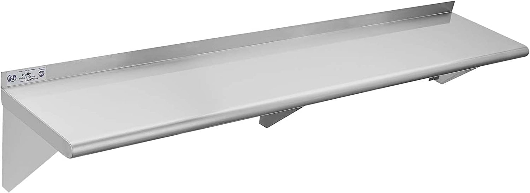 Hally Stainless Steel Shelf 12 X 60 Inches 315 Lb, NSF Commercial Wall Mount Floating Shelving for Restaurant, Kitchen, Home and Hotel