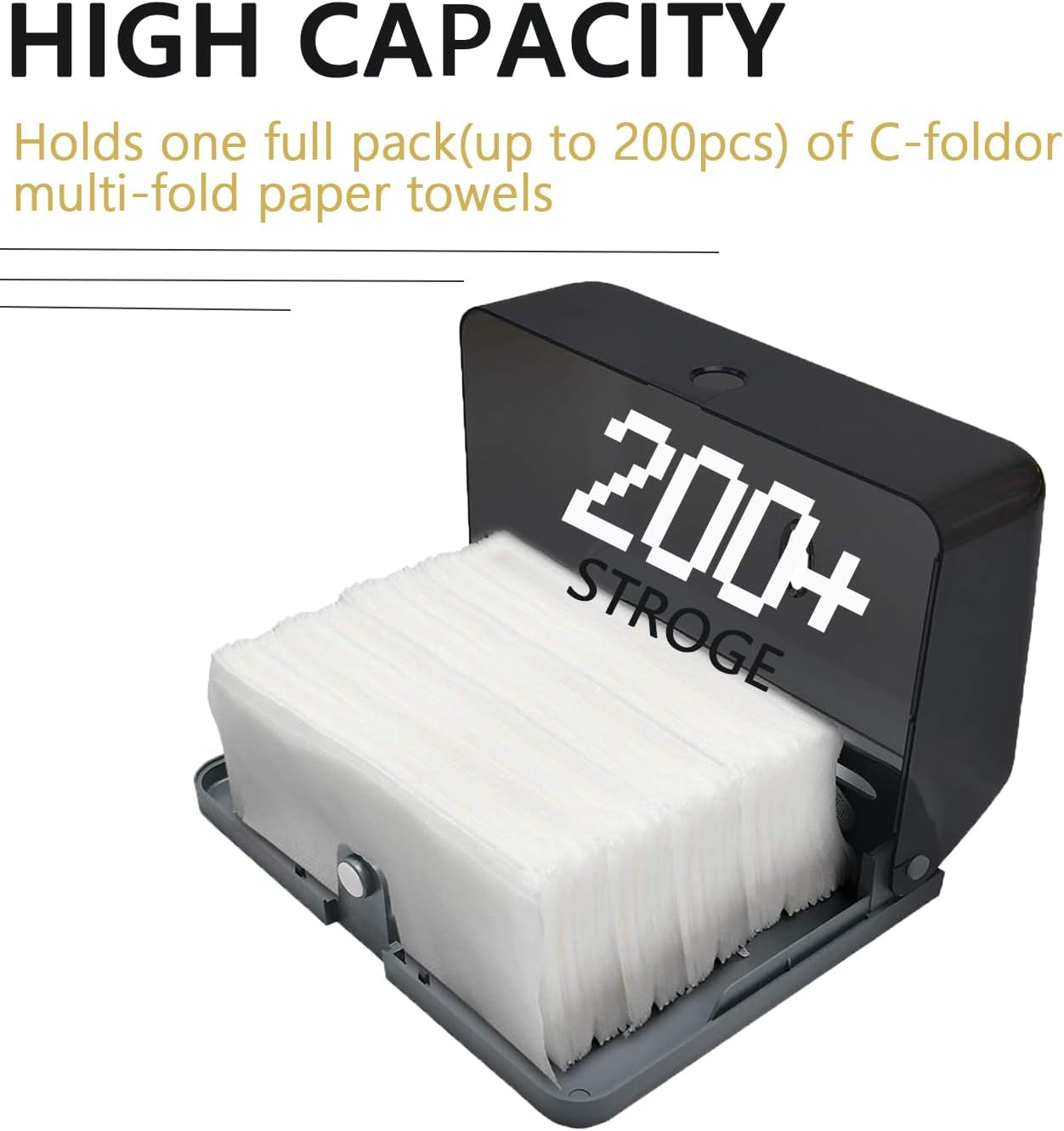 Paper Towel Dispensers, Commercial Toilet Tissue Dispensers Wall Mount Paper Towel Holder C-Fold/Multifold Paper Towel Dispenser for Bathroom, Kitchen(Black)