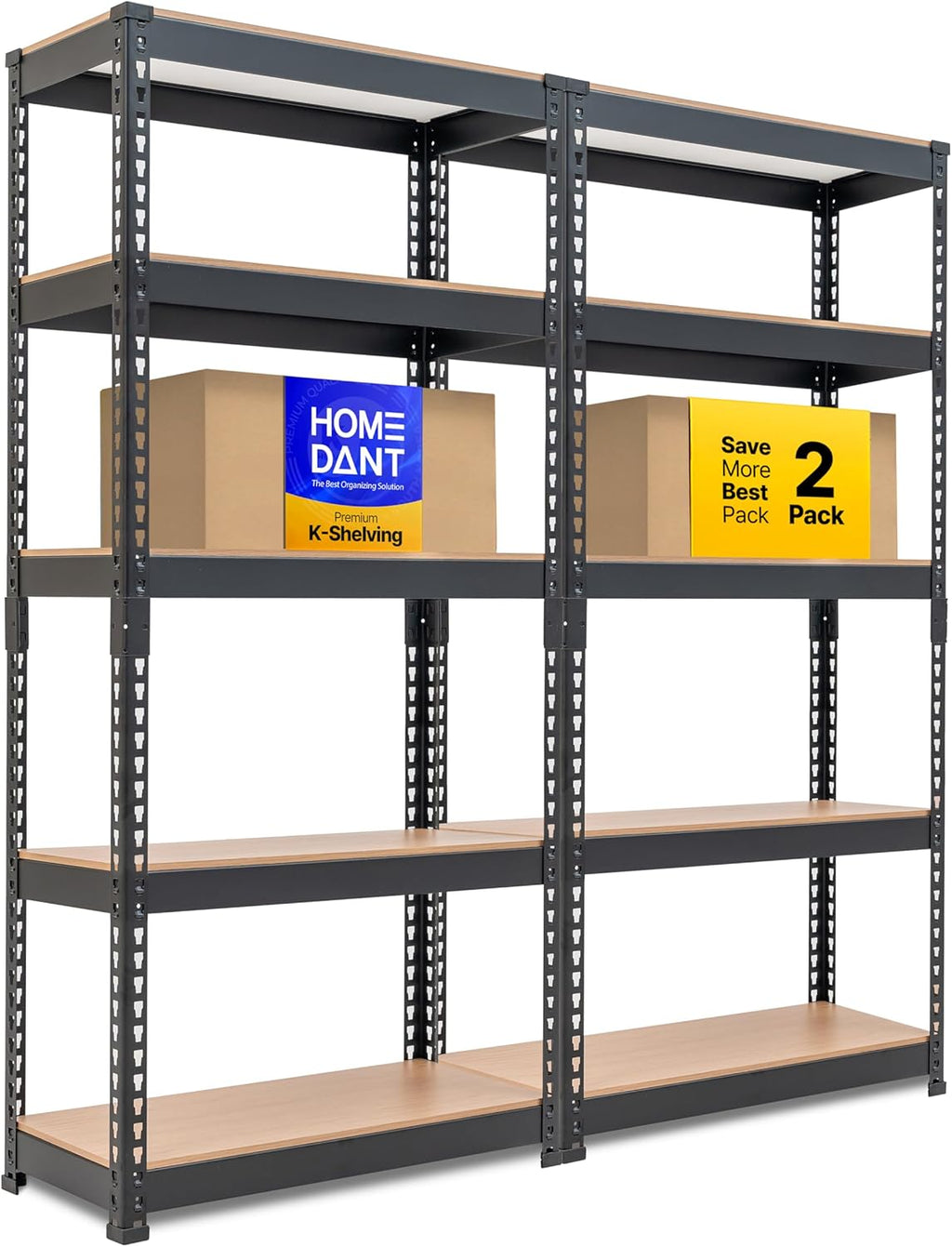 5 Tier Storage Shelves Adjustable Laminated Boltless Garage Metal Shelving Unit Heavy Duty Utility Rack Shelf Warehouse Pantry Closet Kitchen (2, (S) 28" W, Black)