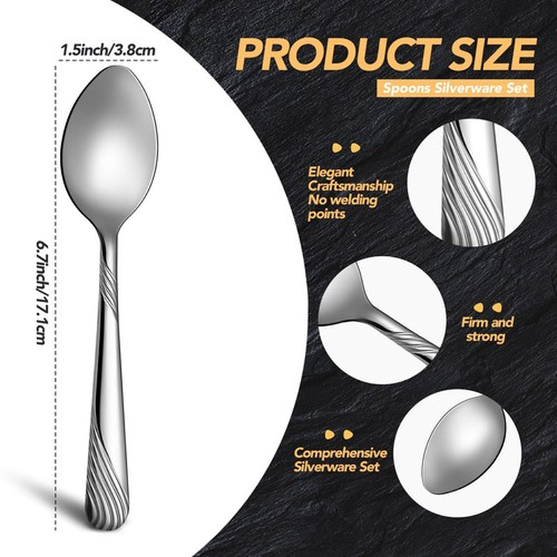 200 Pcs Dinner Spoons Set 6.7 Inches Stainless Steel Spoons Bulk Spoons Silve