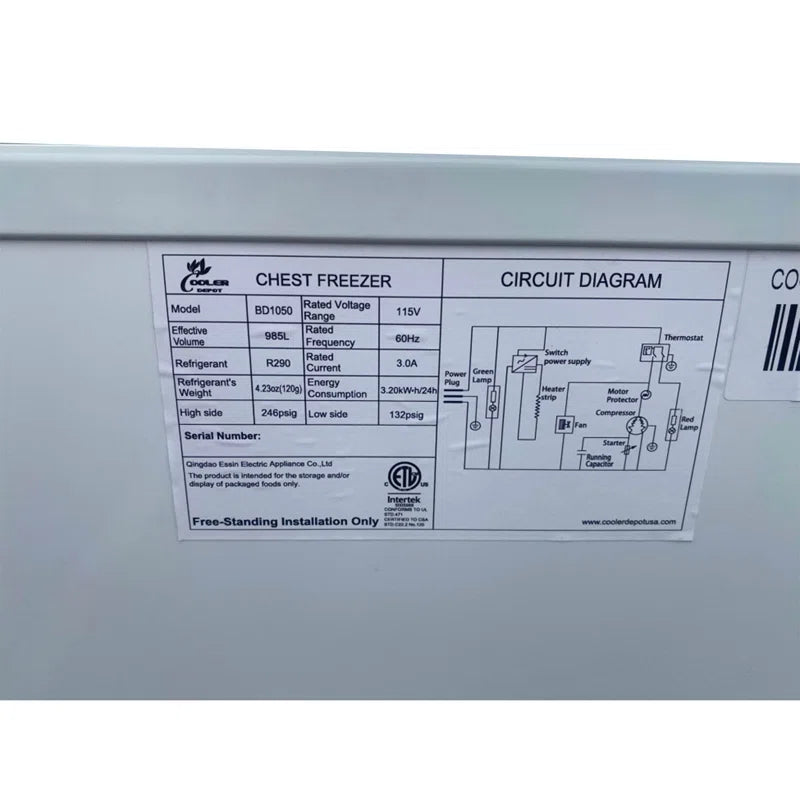 35 Cubic Feet Chest Freezer with Adjustable Temperature Controls