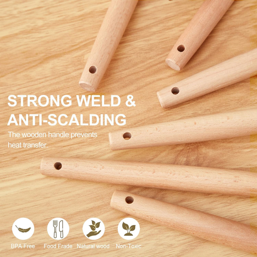 Kitchen Utensils Set - 34 PCS Non-Stick Silicone Cooking Utensils Set with Woode