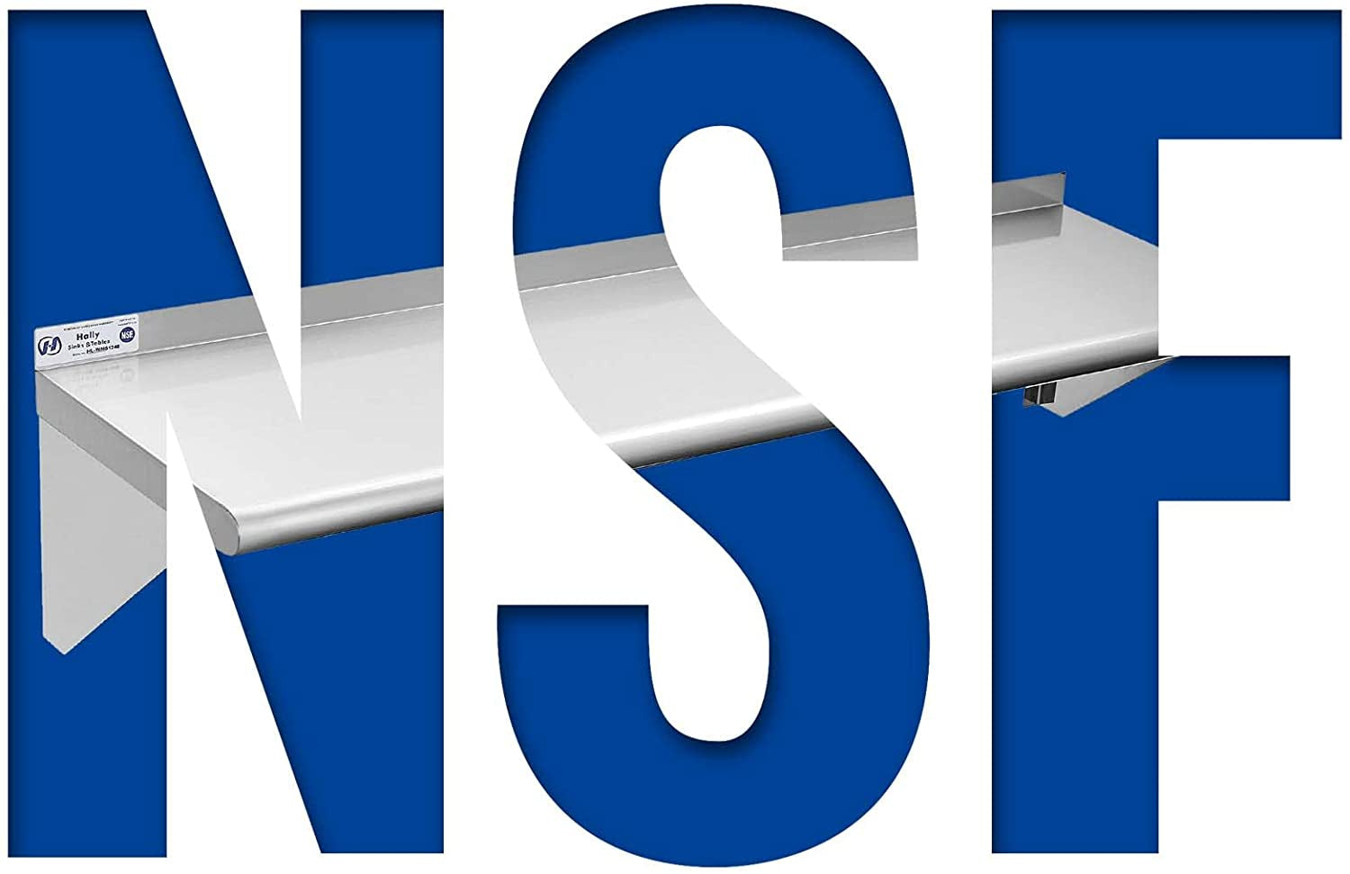 Hally Stainless Steel Shelf 12 X 60 Inches 315 Lb, NSF Commercial Wall Mount Floating Shelving for Restaurant, Kitchen, Home and Hotel