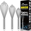 4 Pieces Stainless Steel Whisks Set Wire Whisk Balloon Whisk Egg Beater Kitchen Utensils for Stirring, Beating, Blending