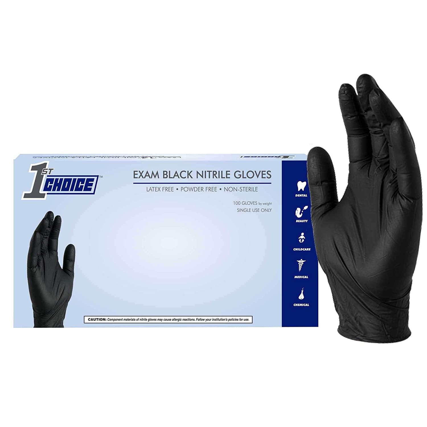 Black Nitrile Gloves, Large, Box of 100, Disposable, Latex Free, Exam Grade, Glove for Cooking - 4 Mil