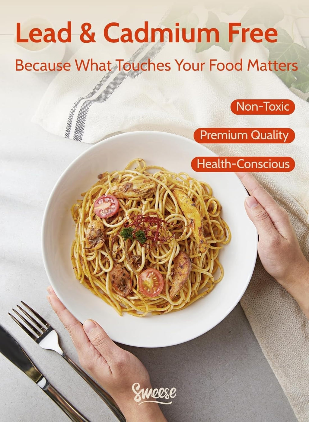 Large Salad Serving Bowls, 30 Ounce Porcelain White Pasta Plates Set of 6, 8.4 Inch Pasta Bowls for Dinner, Salad - Microwave Dishwasher