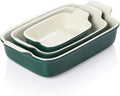 Baking Pans Set, Ceramic 9X13 Baking Dish with Handle, Rectangular Casserole Dishes for Oven, Bakeware Sets of 3, Durable Lasagna Pan Deep for Kitchen, Banquet, Wedding Gift(Jade)