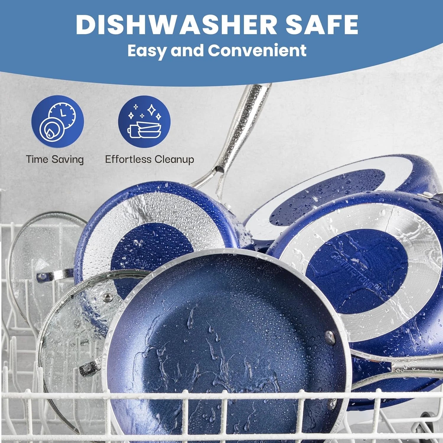 15 Pc Kitchen Pots and Pans Set Non Stick, Kitchen Cookware Sets, Pot and Pan Set, Nonstick Cookware Set, Diamond Coated Non Stick Pots and Pan Set, Dishwasher Safe - Blue