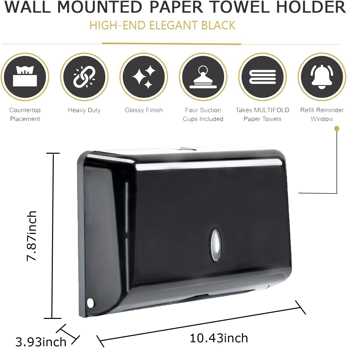 Paper Towel Dispensers, Commercial Toilet Tissue Dispensers Wall Mount Paper Towel Holder C-Fold/Multifold Paper Towel Dispenser for Bathroom, Kitchen(Black)