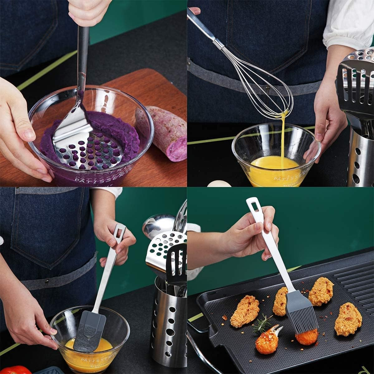 Stainless Steel Cooking Utensils Set, Berglander 13 Pieces Kitchen Utensils Set,