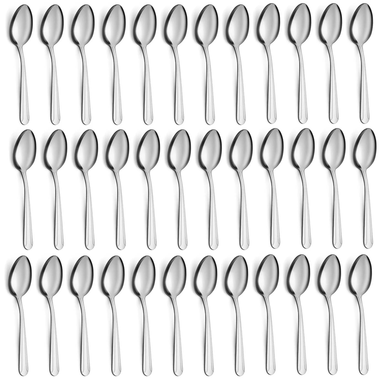 36 Pieces Dinner Spoons Set, 8" Texture Design Stainless Steel Silverware Spoons, Mirror Polished Table Soup Spoons, Dishwasher Safe, Silver Spoons for Home, Kitchen or Restaurant