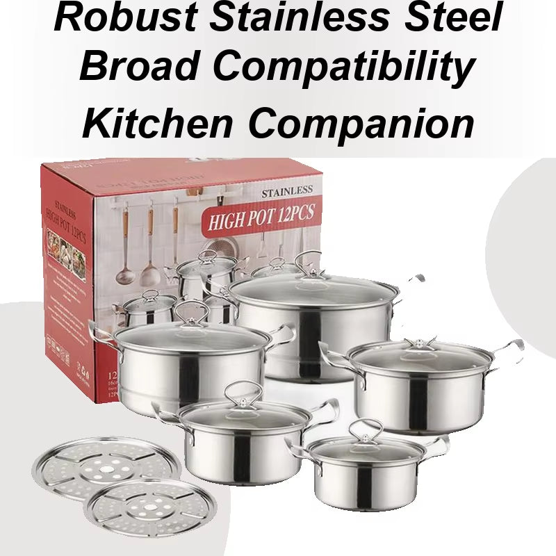 Sauce Pans with Lids Stock Pots Set Professional Cookware Kit for Stewing Steaming Vegetables Kitchen Home Restaurant