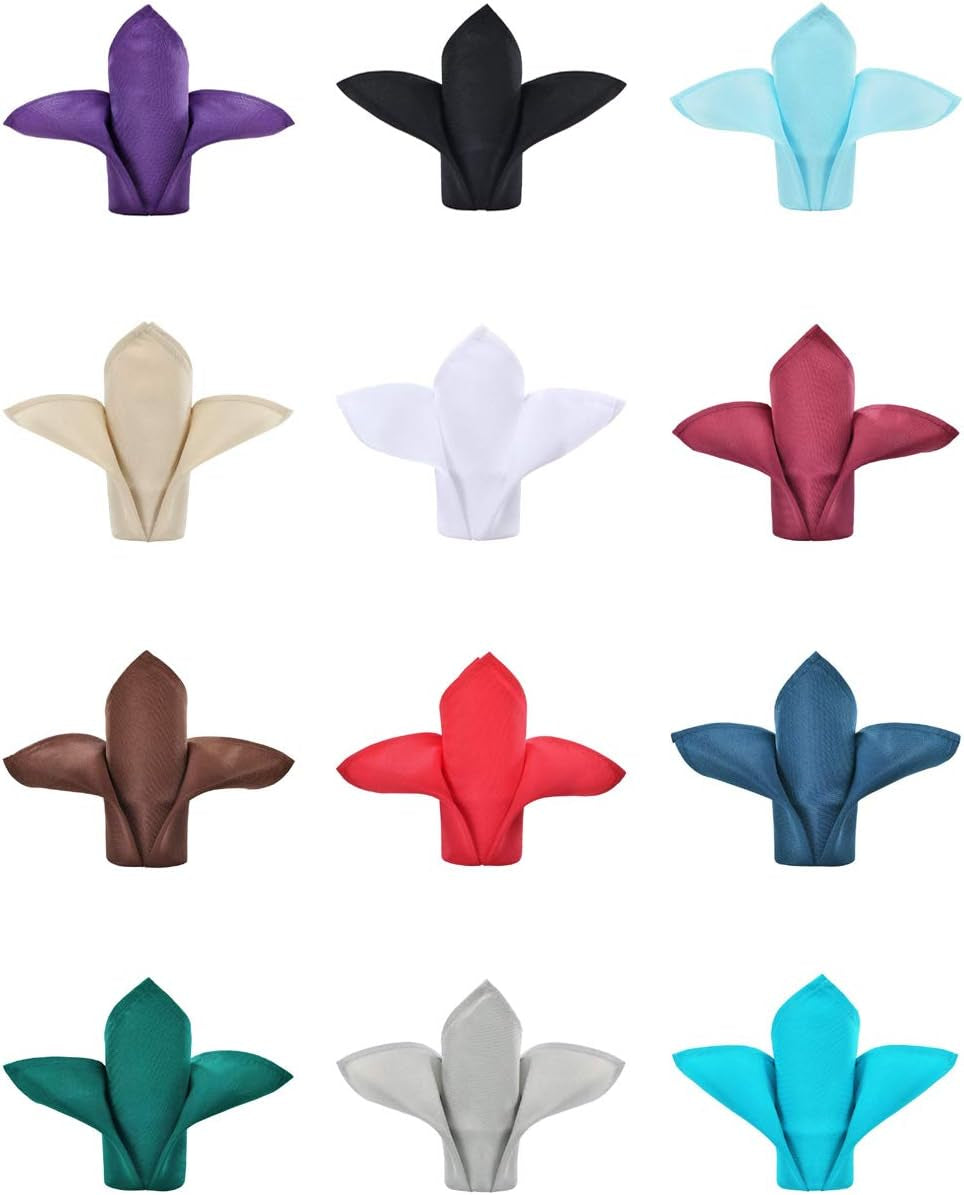 Black Cloth Napkins 1-Dozen, Solid Washable Fabric Reusable Napkins Set of 12, Perfect for Weddings, Parties, Holiday Dinner (20 X 20-Inch, Black)