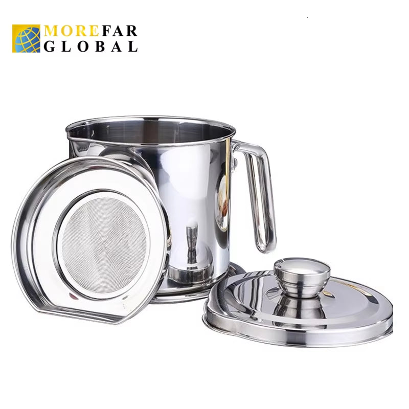 2L Kitchen Cooking Tool Oil Filter Storage Can Grease Strainer Pot Oil Strainer Container Restaurant Dispenser Kitchen Supplies