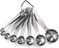 Measuring Spoons:  18/8 Stainless Steel Measuring Spoons Set of 8 Piece: 1/8 Tsp, 1/4 Tsp, 1/3 Tsp, 1/2 Tsp, 3/4 Tsp, 1 Tsp, 1/2 Tbsp & 1 Tbsp Dry and Liquid Ingredients