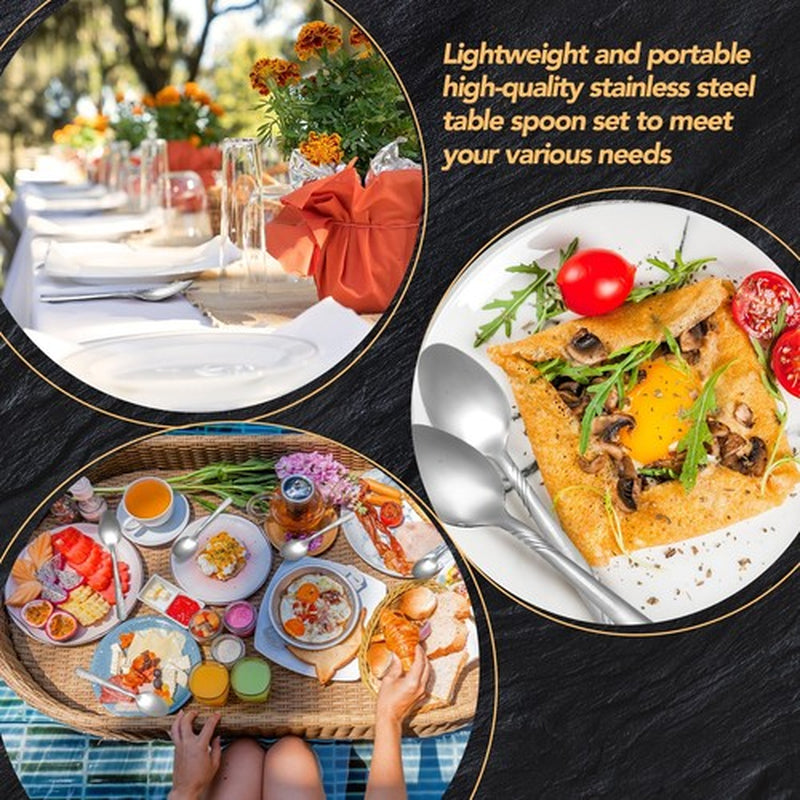 200 Pcs Dinner Spoons Set 6.7 Inches Stainless Steel Spoons Bulk Spoons Silve