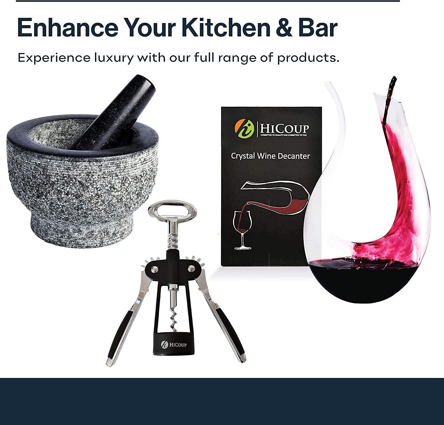 Hicoup Wine Opener - Professional Corkscrews for Wine Bottles W/Foil Cutter and Cap Remover - Manual Wine Key for Servers, Waiters, Bartenders and Home Use - Stainless Steel with Flamingo Resin Inlay