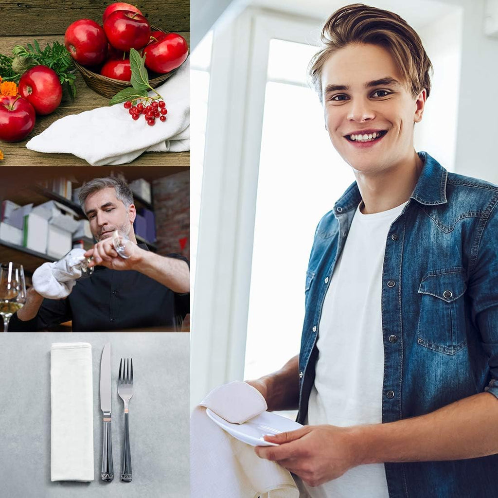 Flour Sack Towels – White Kitchen Dish Towels – 12 Pack – 28 X 28 Inches – Soft Absorbent Tea Towel – 100% Cotton Ring Spun Bar Towels – Lint Free