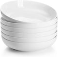 Large Salad Serving Bowls, 30 Ounce Porcelain White Pasta Plates Set of 6, 8.4 Inch Pasta Bowls for Dinner, Salad - Microwave Dishwasher