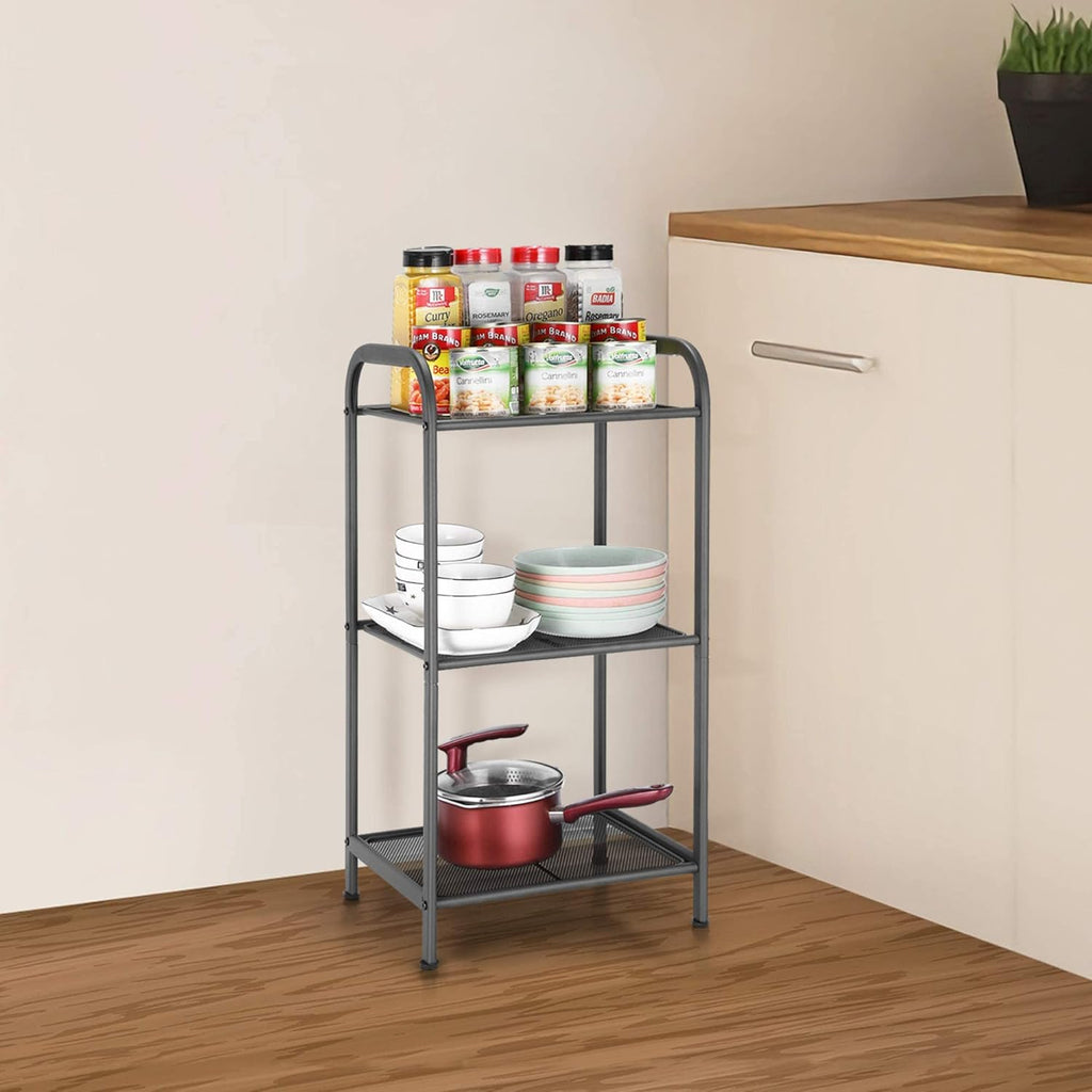 Storage Rack with Shelf,Industrial Style Extendable Plant Stand, Standing Shelf Units for Kitchen, Bathroom, Office,Living Room, Balcony, Kitchen (Charcoal Gray, 3 Tier)