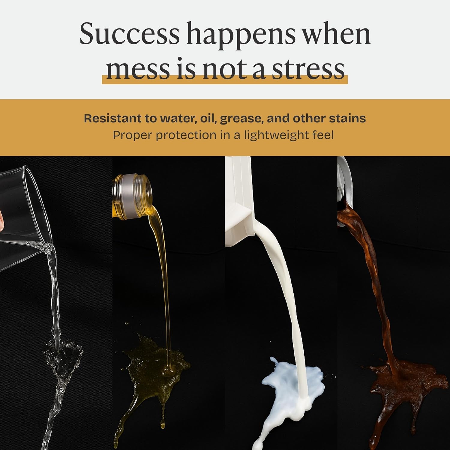 Chef Apron for Men and Women - 33" X 27" Large with 38" Waist Ties for a Comfy and Snug Fit, Durable and Lightweight, with 2 Spacious Pockets for Your Cooking Essentials - 1-Pack, Black