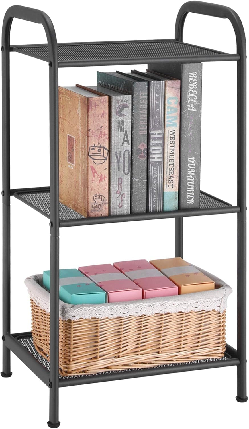 Storage Rack with Shelf,Industrial Style Extendable Plant Stand, Standing Shelf Units for Kitchen, Bathroom, Office,Living Room, Balcony, Kitchen (Charcoal Gray, 3 Tier)