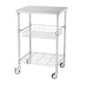 3-Tier Kitchen Cart, 470Lbs. Capacity, Wheels, Curved Handle, PP Liner and 6 Hooks