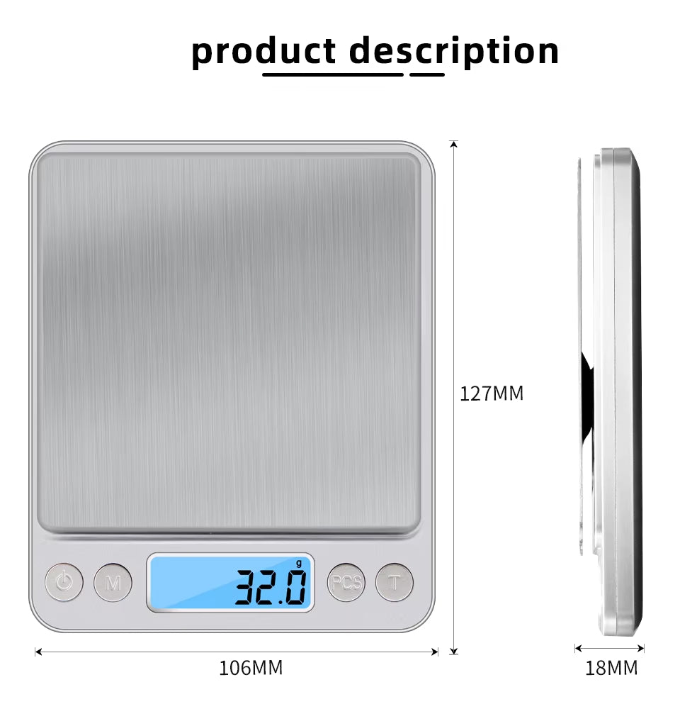 3000G 0.1G Electronic Scale LCD Display Mini Digital Jewelry 3Kg Weighing Scale Kitchen Scales Balance