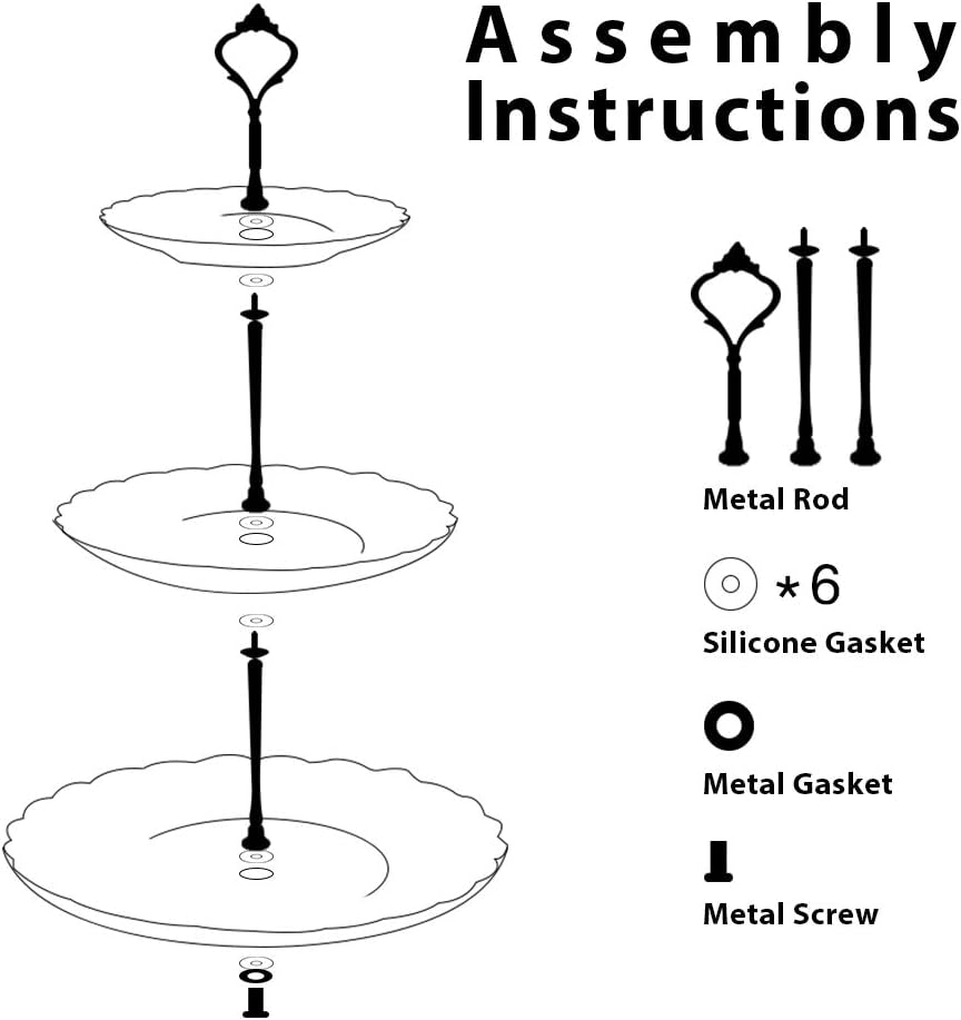 3 Tier Ceramic Cake Stand Wedding, Dessert Cupcake Stand for Tea Party Serving Platter (Purple)