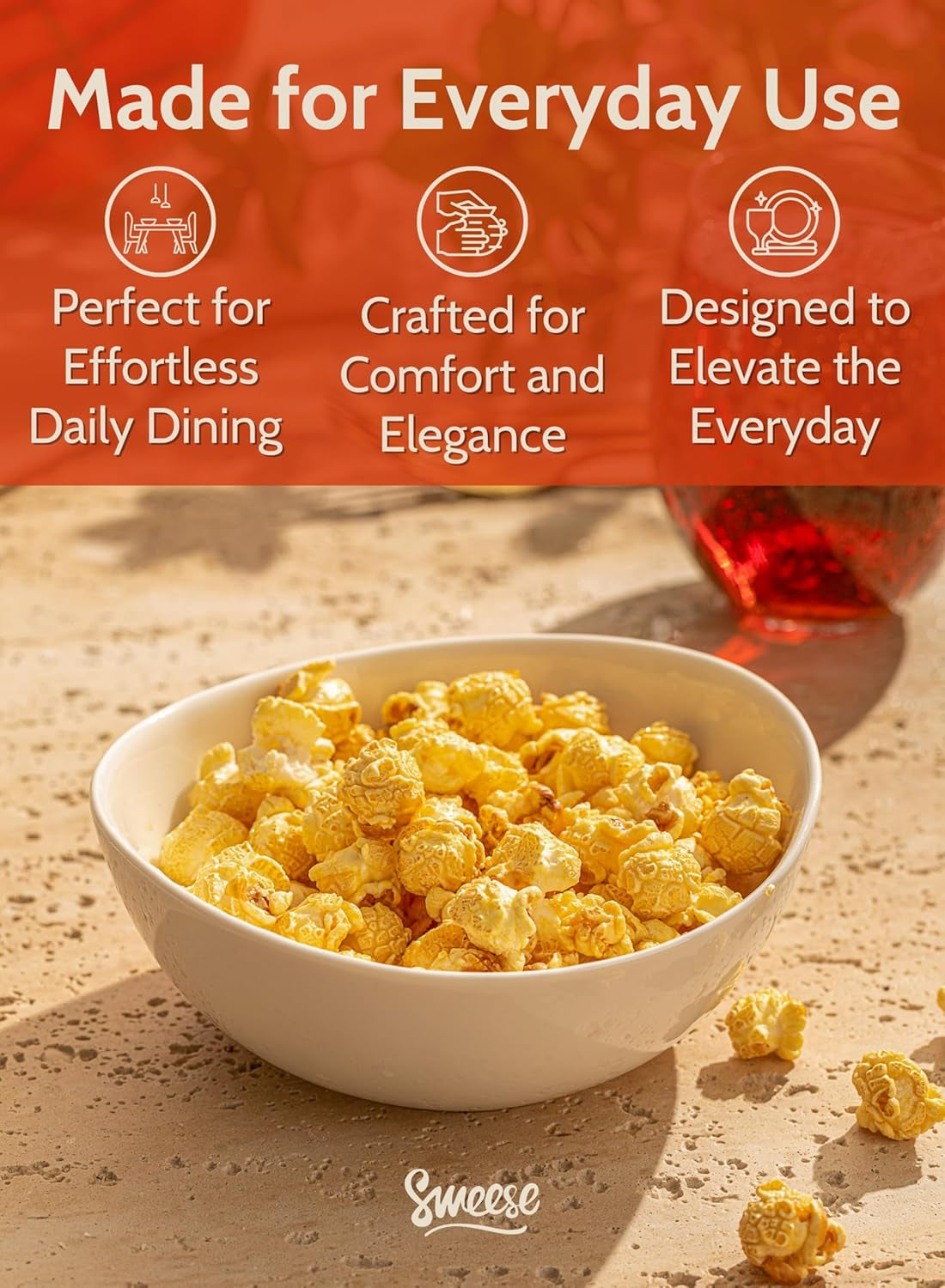 18 Oz Medium White Porcelain Bowls - Set of 6 Cereal, Soup, Rice & Salad Bowls, Ceramic Serving Bowls for Everyday Use