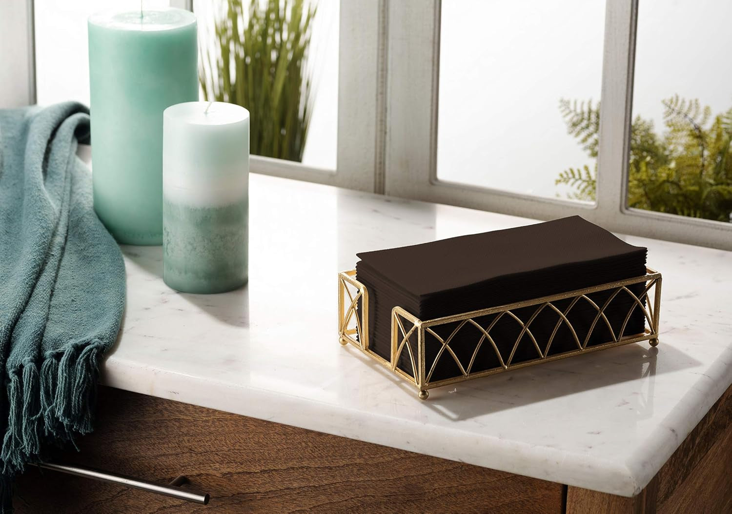 100 Linen-Feel Colored Paper Napkins - Decorative Cloth-Like Brown Dinner Napkins - Soft and Absorbent. for Kitchen, Party, Wedding, Bathroom or Any Occasion. (Pack of 100)