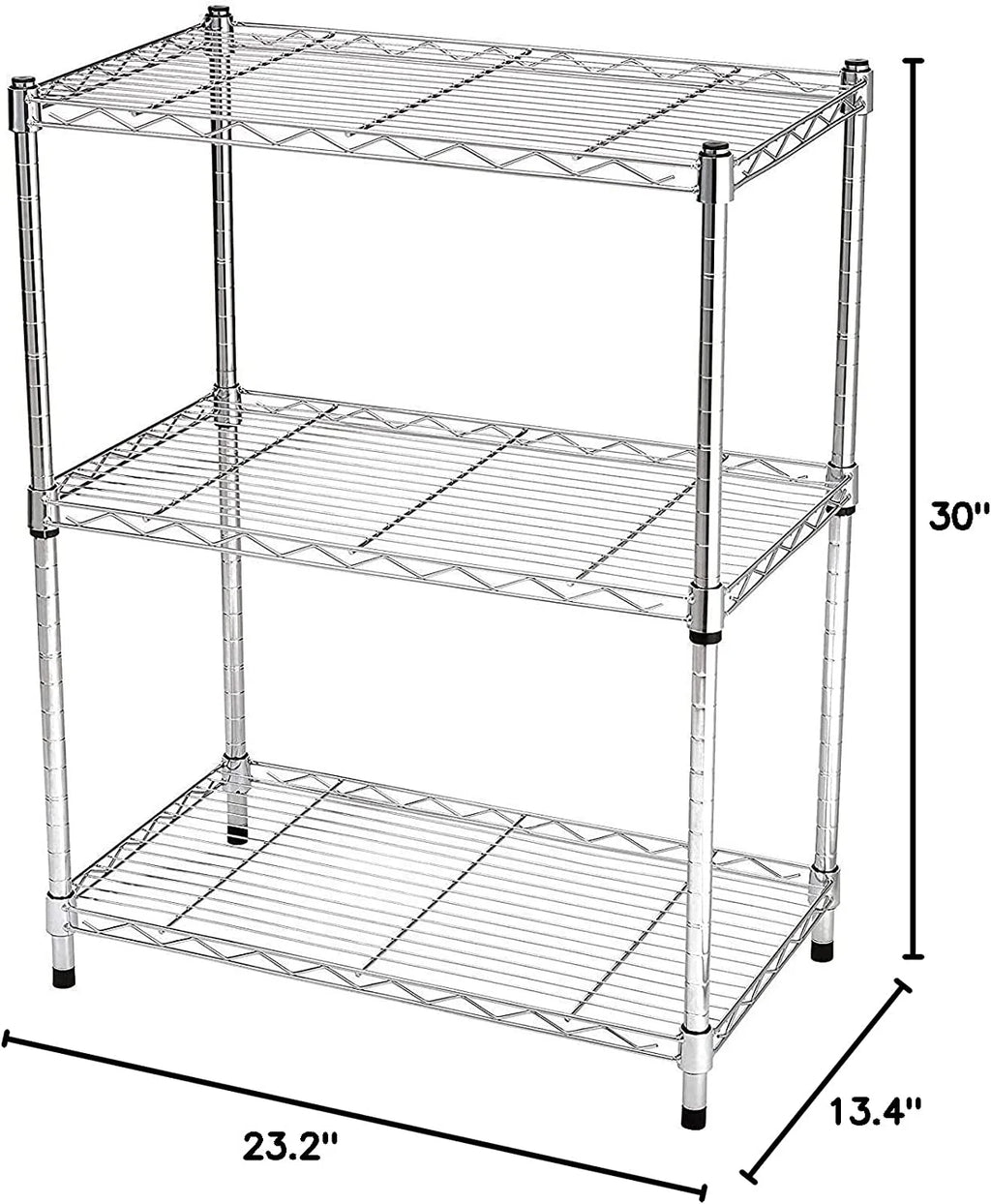 3 Tier Wire Shelving Rack Unit Storage Adjustable Metal Shelf, Capacity for 198 Lbs