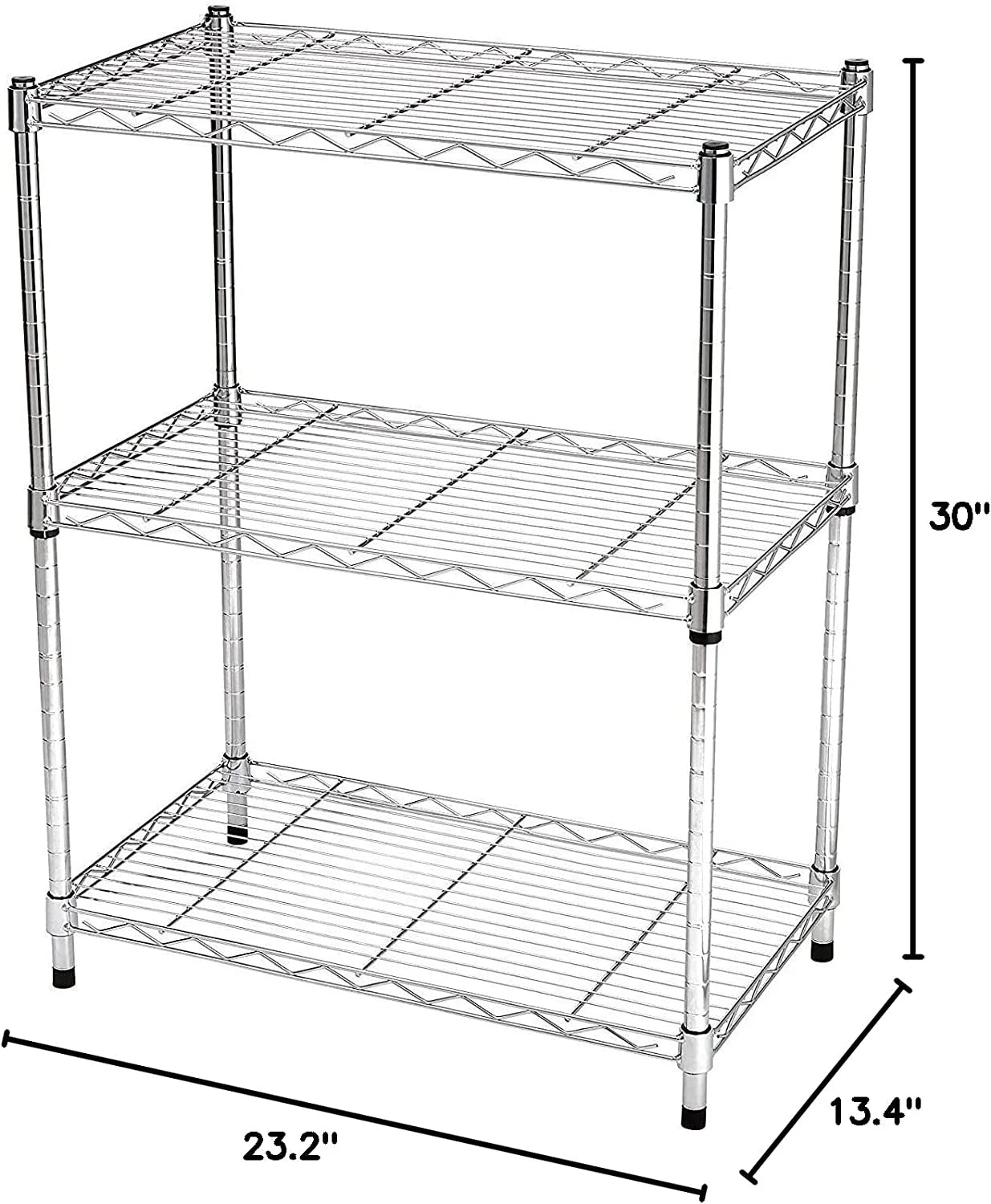 3 Tier Wire Shelving Rack Unit Storage Adjustable Metal Shelf, Capacity for 198 Lbs