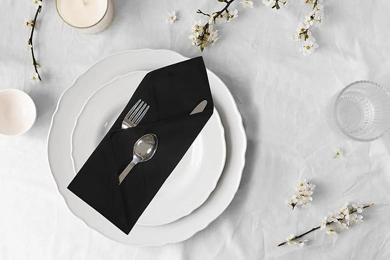 Blackcloth Napkins Set of 6 18X18 Inch Cotton Dinner Napkins - Washable Soft Premium Hotel Quality Reusable Napkins Perfect Table Napkins for Family Dinners