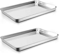 16 Inch Baking Cookie Sheet, Oven Pan Tray Stainless Steel Sheet Pan for Kitchen, Oven Bakeware for Multi Uses, Shiny Look & Dishwasher Safe, Healthy & Heavy Duty, 2Pcs