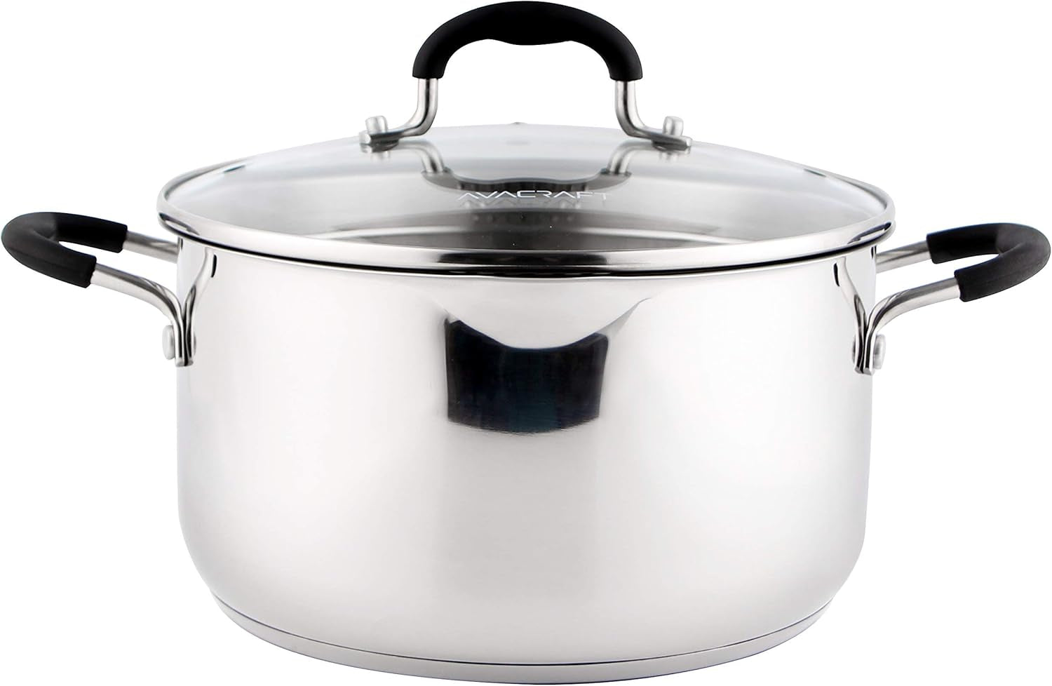 Stainless Steel Stockpot with Glass Strainer Lid, 6 Quart Stock Pot, Soup & Saucepan Cookware, Side Spouts, Multipurpose, Induction Pan, (5-Ply Capsule Bottom, 6QT)