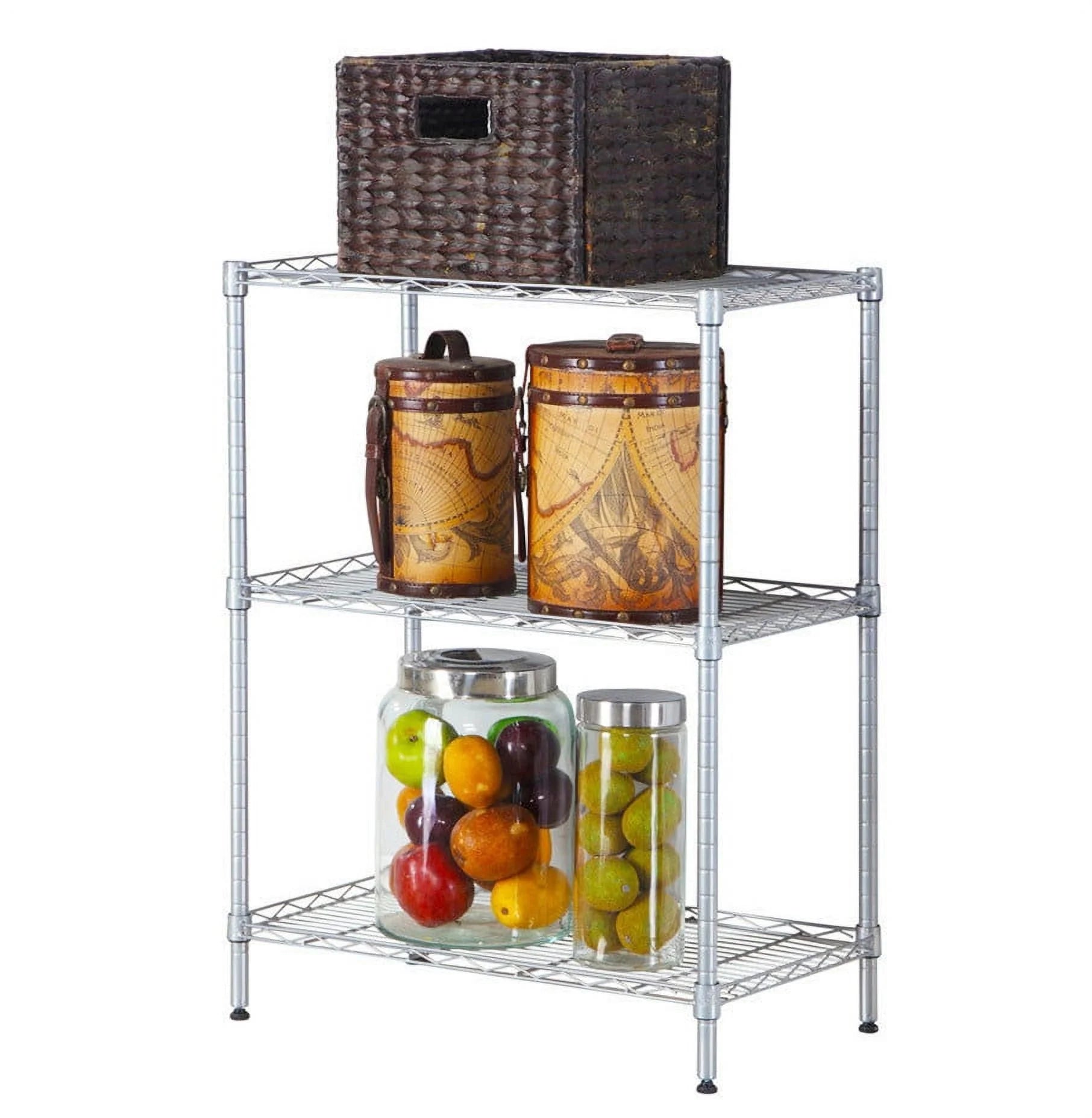 3 Tier Wire Shelving Rack Unit Storage Adjustable Metal Shelf, Capacity for 198 Lbs