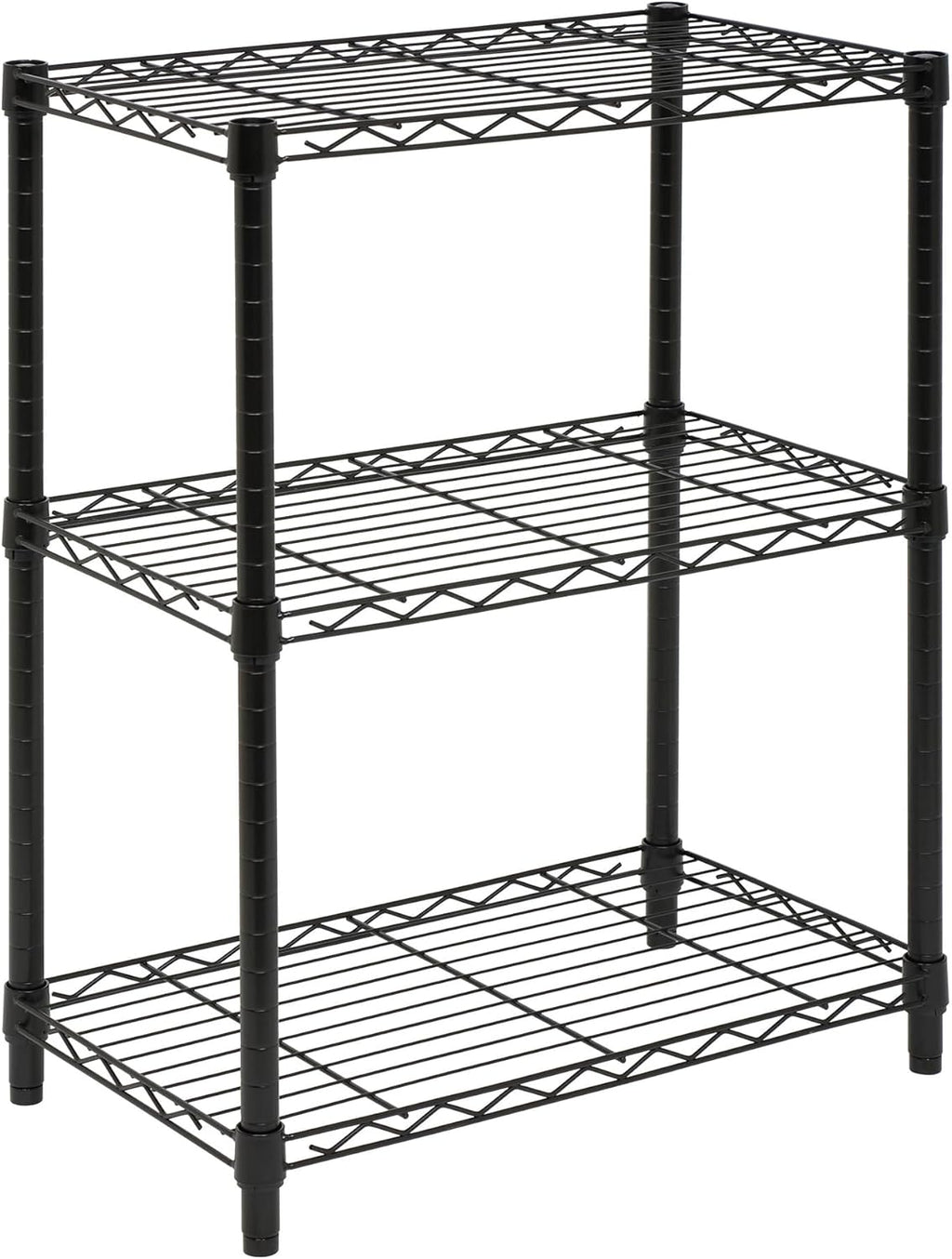 3-Tier Heavy Duty Adjustable Shelves, Metal Storage Rack with 250-Lb Shelf Capacity, Black, 14" W X 24" L X 30" H