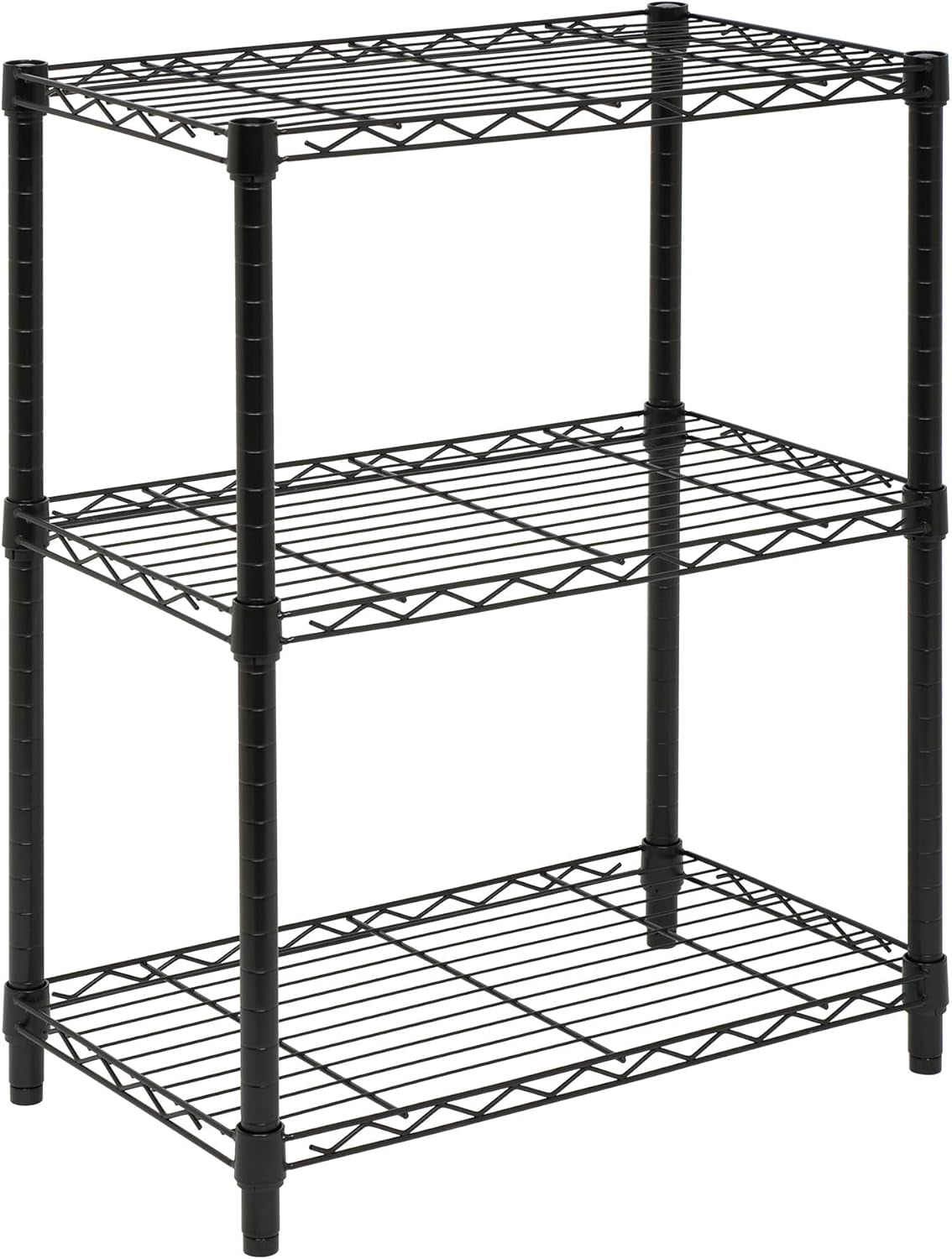 3-Tier Heavy Duty Adjustable Shelves, Metal Storage Rack with 250-Lb Shelf Capacity, Black, 14" W X 24" L X 30" H