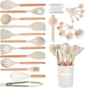Kitchen Utensils Set - 34 PCS Non-Stick Silicone Cooking Utensils Set with Woode