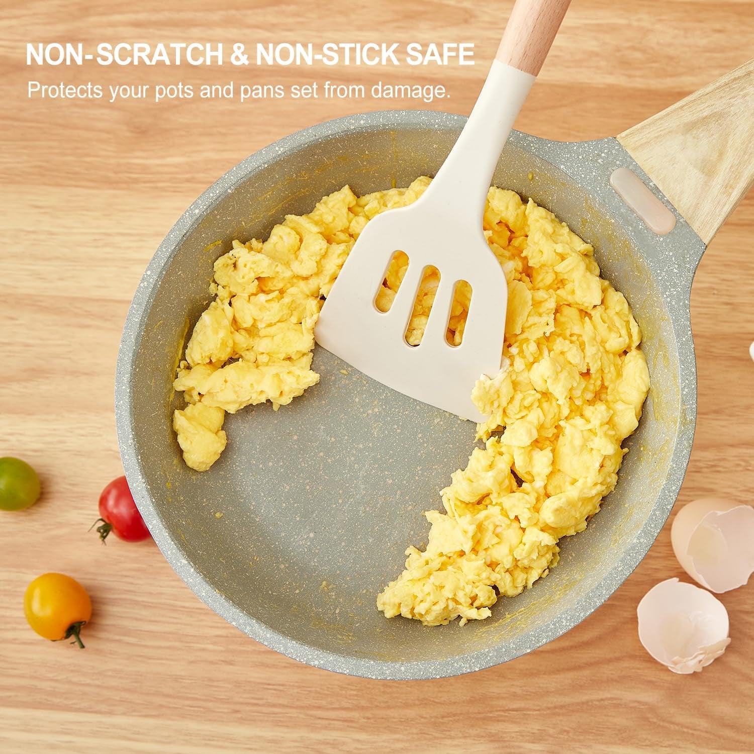 Kitchen Utensils Set - 34 PCS Non-Stick Silicone Cooking Utensils Set with Woode