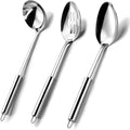 3 Pcs Cooking Utensils Set, 304 Stainless Steel Kitchen Utensils, Serving Utensils Set Includes Serving Spoon, Slotted Spoon and Soup Ladle, Serving Spoons for Party, Dishwasher Safe