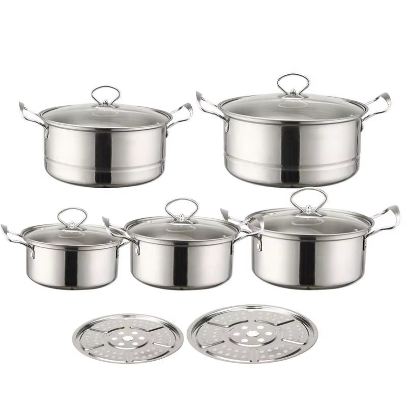 Sauce Pans with Lids Stock Pots Set Professional Cookware Kit for Stewing Steaming Vegetables Kitchen Home Restaurant