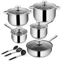 13-Piece Stainless Steel Cookware Set, Kitchen Pots and Pans Set with Glass Lid for Cooking, Induction & Dishwasher Safe, Silver